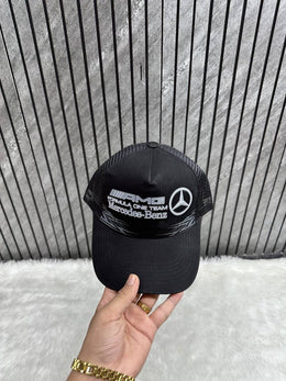 Mercedes Benz Amg Black Front Logo Premium Unisex Trucker Hat