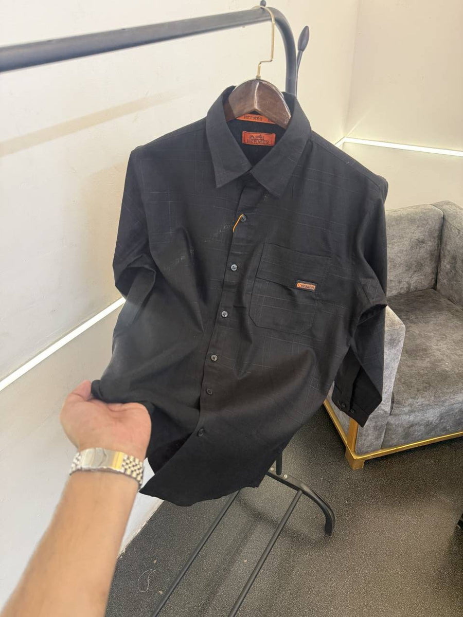 Heermes linen cotton imported shirt black