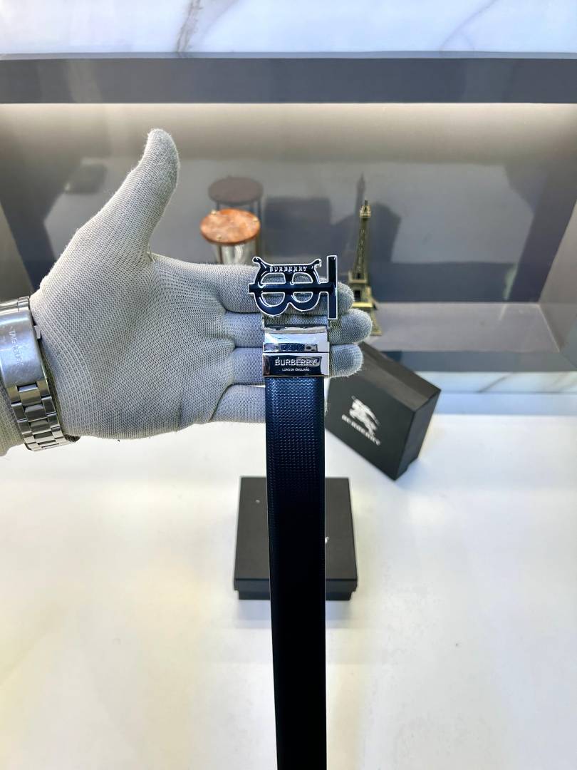 Burberry Silver Glossy Reversible Belt Fa 416