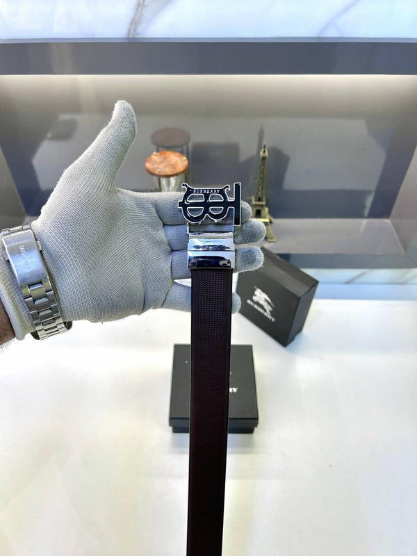 Burberry Silver Glossy Reversible Belt Fa 416