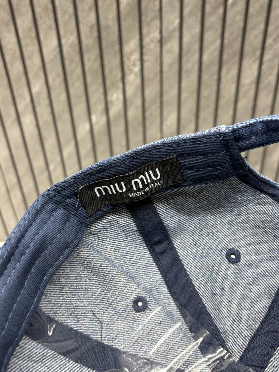 Miu Miu Denim Dark Blue Premium Unisex Cap With Original Zipper Polly Bag