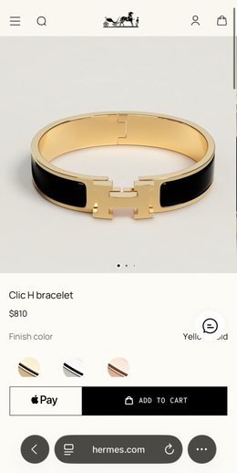 Hermes H Clic Bracelet Black With Original Dustcover