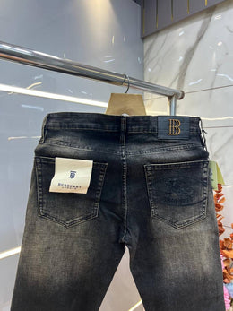 Burberry Green Shade Straight Fit Premium Imported Stretchable Lycra Fabric Denim with Embroidered Logo 3947