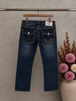 True Religio n Blue Shade Straight fit Premium Imported Stretchable Lycra Fabric Denim with Back Flap pocket Design 3690
