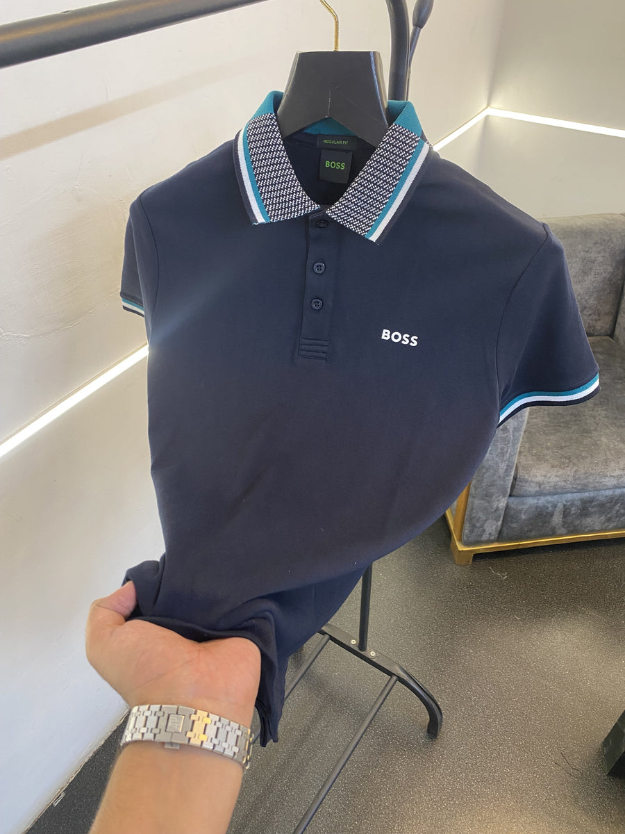 Hugo bos high quality imported polo tshirt navy blue