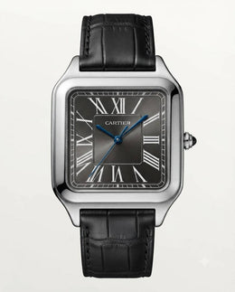 Cartier Santos Dumont Square Silver Black Dial