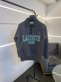 Lacoste paris collar fleece imported sweatshirt grey