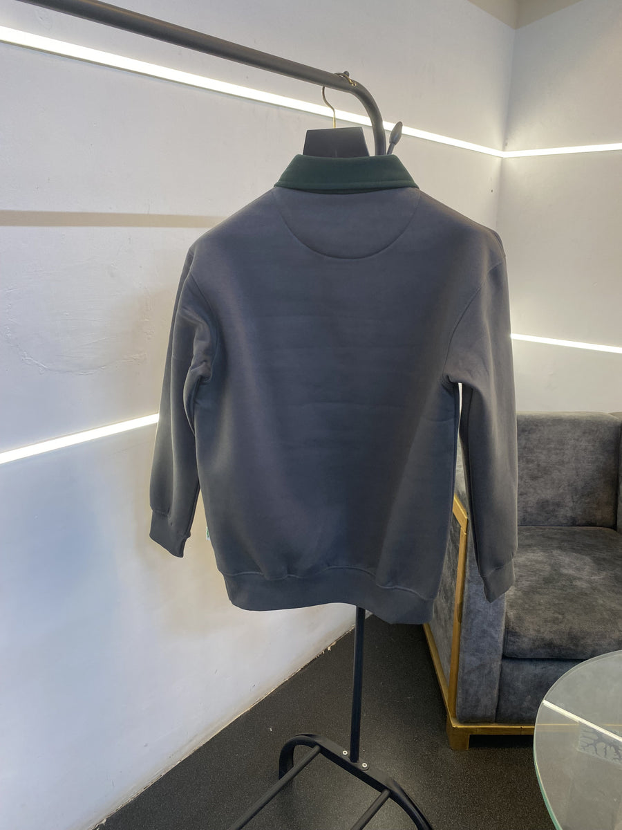 Lacoste paris collar fleece imported sweatshirt grey