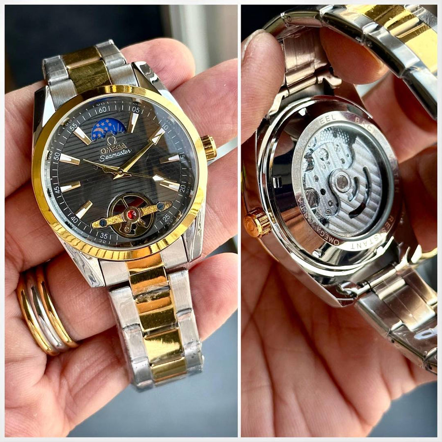 Omega_TwoTone_BlackDial_Battery