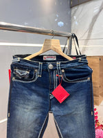True Religio n Blue Shade Straight fit Premium Imported Stretchable Lycra Fabric Denim with Back Flap pocket Design 3625