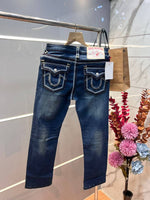 True Religio n Blue Shade Straight fit Premium Imported Stretchable Lycra Fabric Denim with Back Flap pocket Design 3625