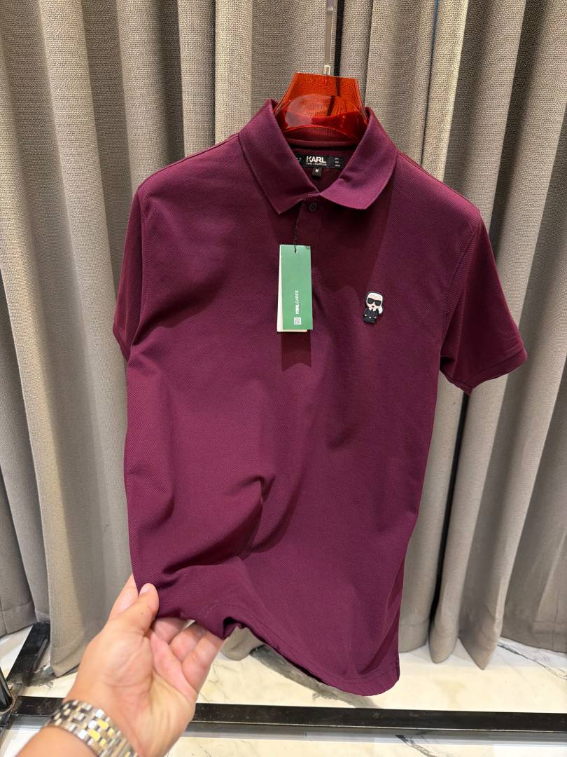 Karl Legarfield Chest Logo Polo T-shirt Wine Red