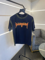 Balenciaga a over size spray print with embroidery logo imported tshirt navy blue