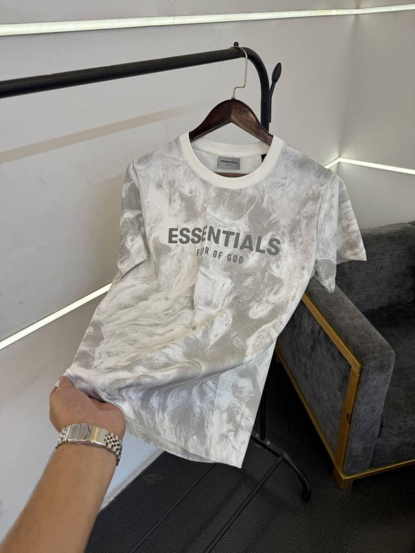 Essentials laser print imported round neck tshirt white