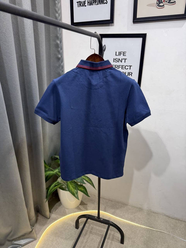 Hackett imported polo tshirt with brand buttons blue