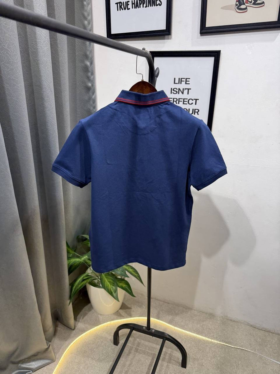 Hackett imported polo tshirt with brand buttons blue