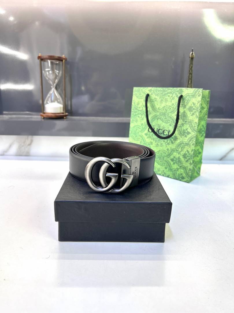 Gucci Grey Black Reversible Belt Fa 378