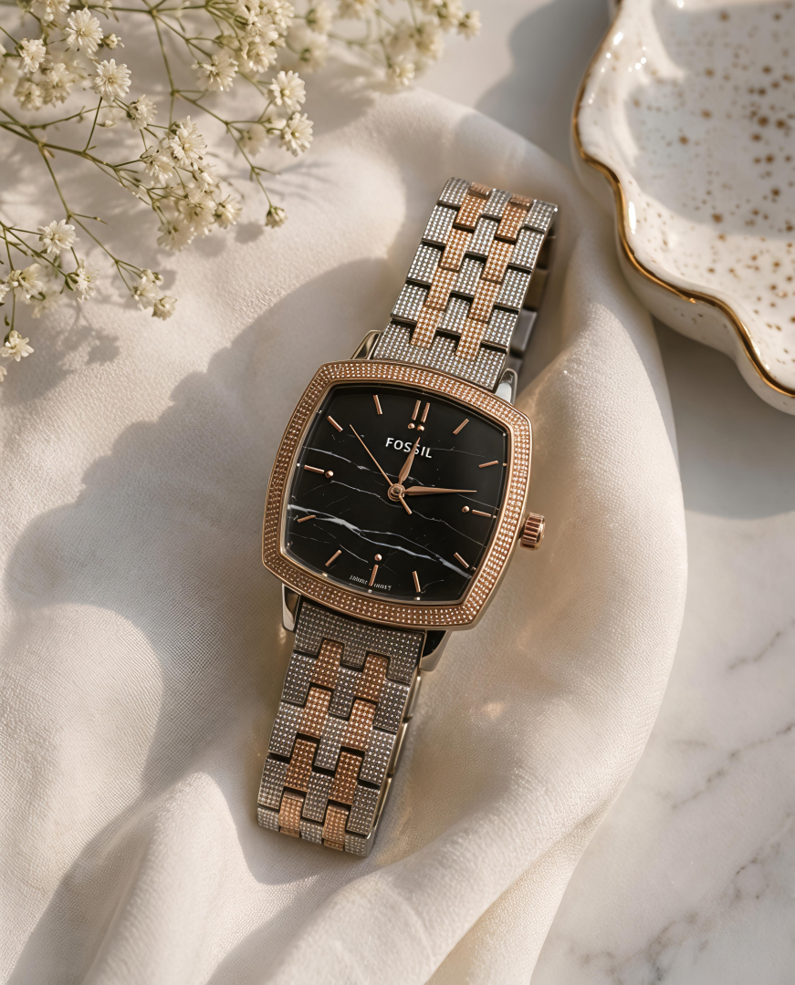 Fossil x Nick Jonas Ladies 2Ton Rose Gold Black