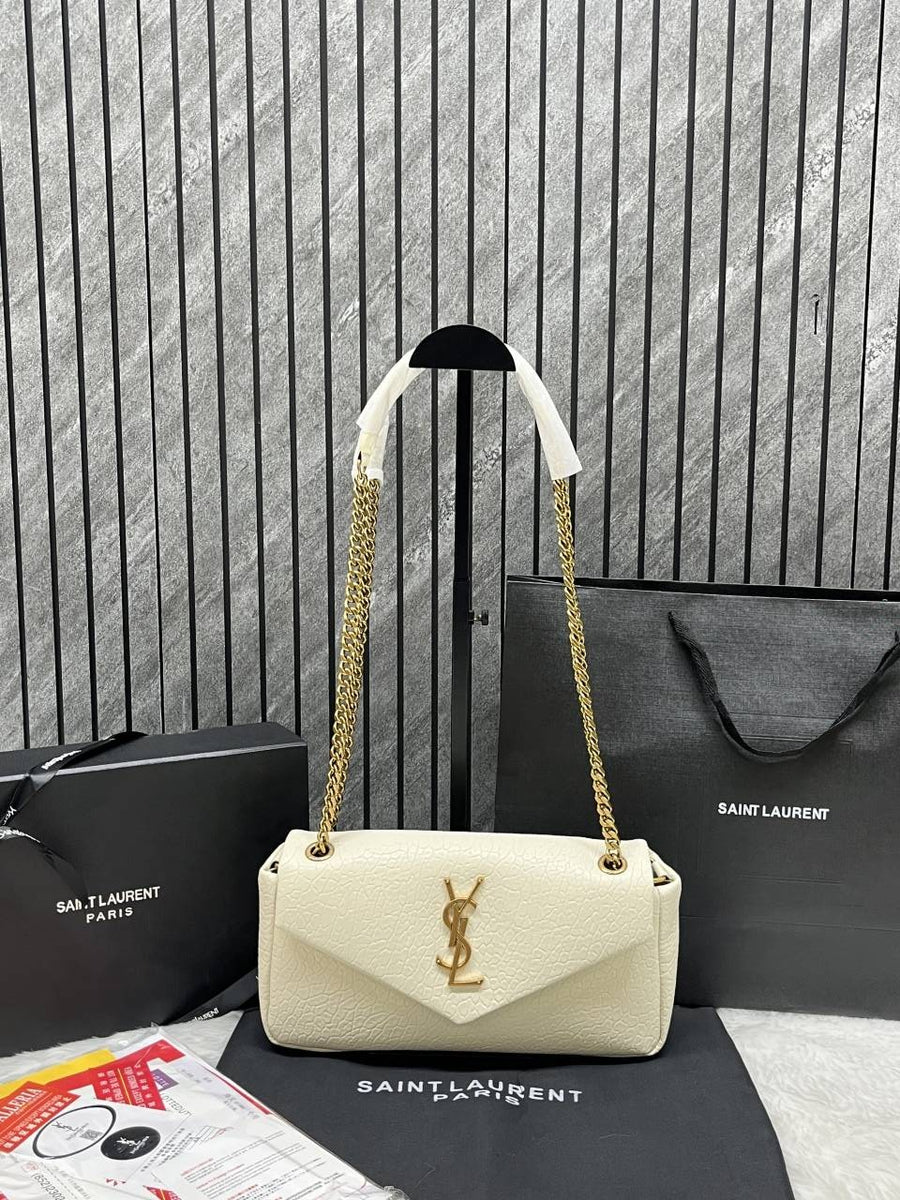 Ysl CB Calypso White Shoulder Bag With Original Box Dust Cover CarryBag Premium Packaging