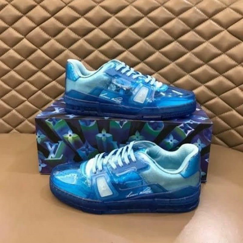 TRANSPARENT BLUE TRAINER SNEAKERS