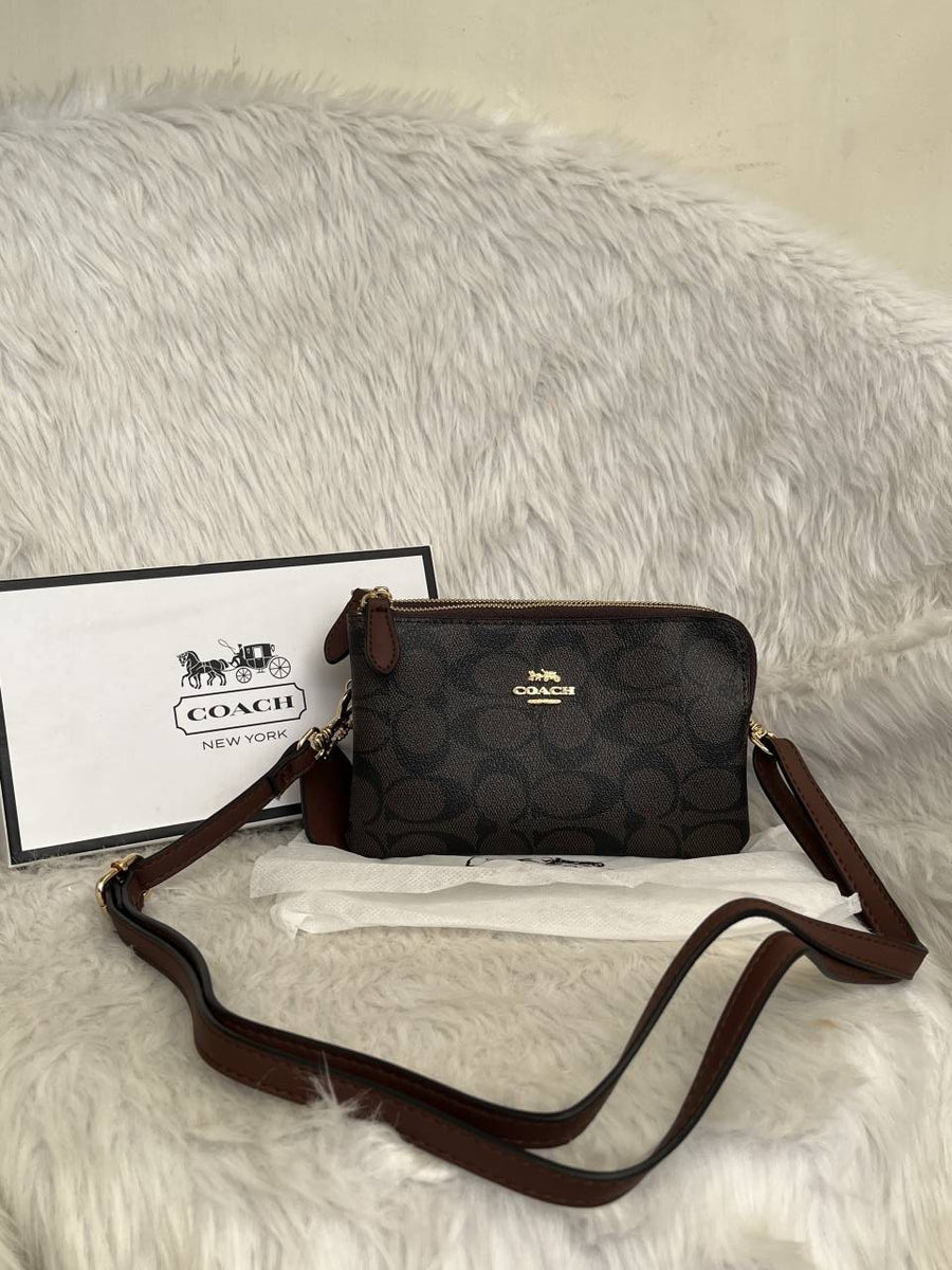 Coach 04 Dual Zip Wristlet Sling Bag With OriginalBox & DustCover Packingh