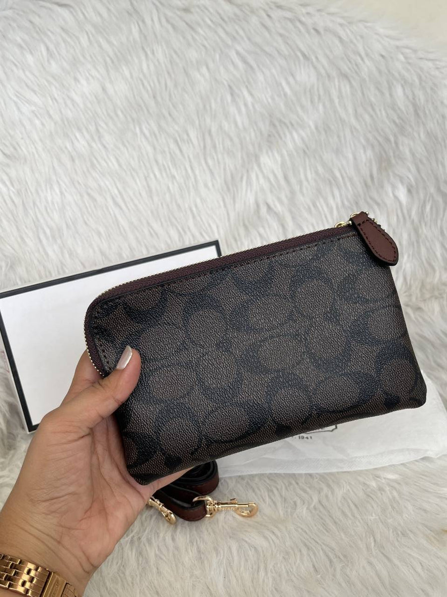 Coach 04 Dual Zip Wristlet Sling Bag With OriginalBox & DustCover Packingh