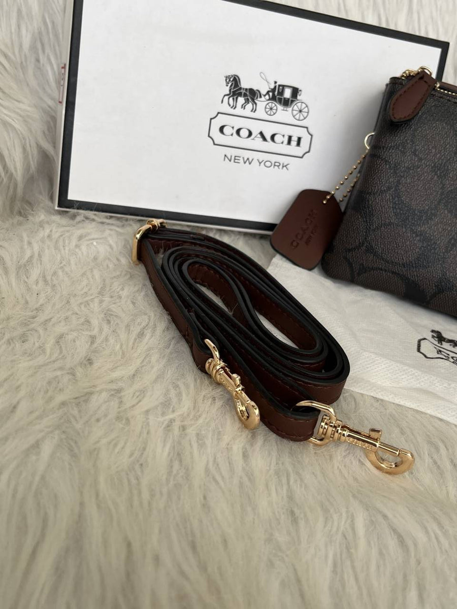 Coach 04 Dual Zip Wristlet Sling Bag With OriginalBox & DustCover Packingh