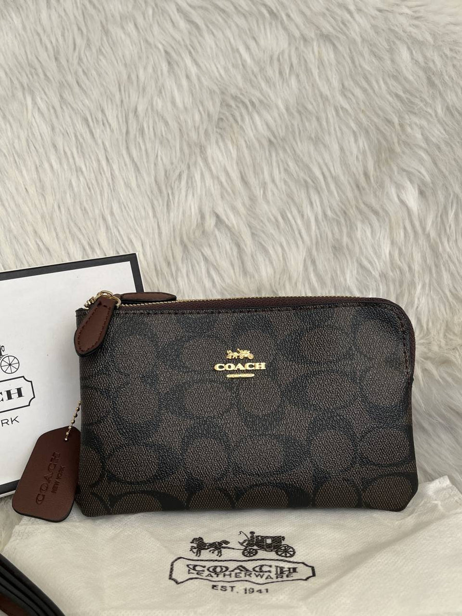 Coach 04 Dual Zip Wristlet Sling Bag With OriginalBox & DustCover Packingh