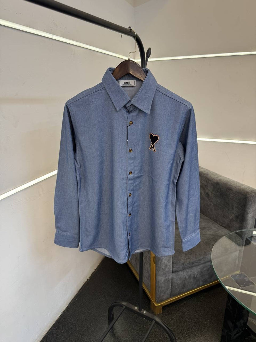 Ami light blue denim style imported shirt with front and back pattern