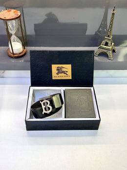 Burberry Dark Green Belt & Wallet Combo Fa 725