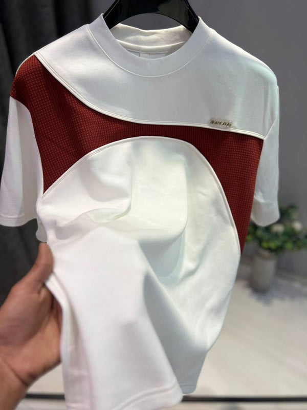 KOREAN IMPORTED HIGH DEMAND ARTICLE T-SHIRT WHITE AND RED