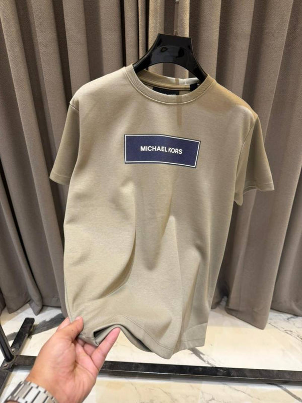 Michael Kor Middle Brand Logo Round Neck T-shirt Beige