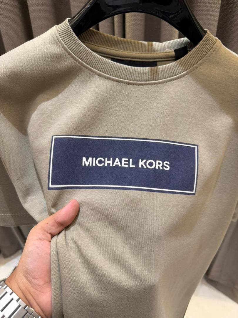 Michael Kor Middle Brand Logo Round Neck T-shirt Beige