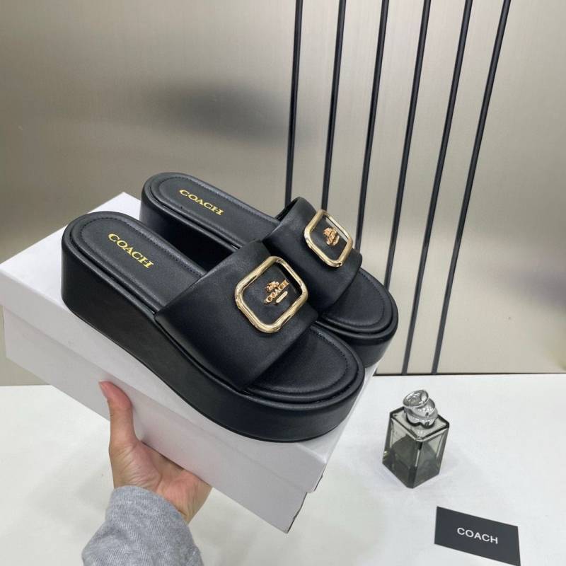 Coach_FixPrice_NoReturn_Eloise_Black_Platform_Sandals_With_Original_Packing