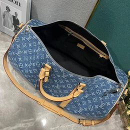 Louis Vuitton LV Keepall Bandoulire NBA Edition Premium Monogram Unisex Duffle Bag With Dust Bag & Accessories (Denim Brown - 684)