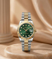 Rolex Oyester Perpetual Date Just Ladies 2Ton-Gold-Green