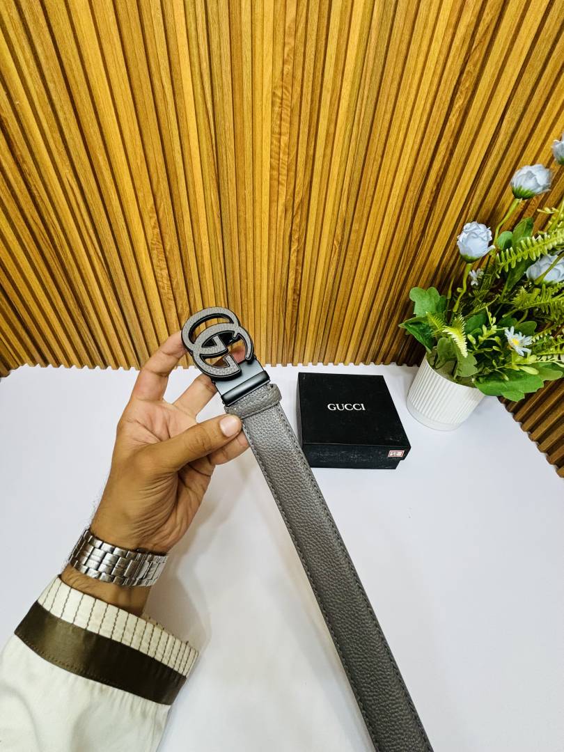 54 GUCCCI PREMIUM QUALITY GREY AUTOMATIC LOCK BELT NO.45