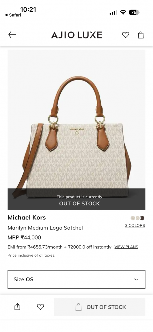 Michael korrs CB Marylin 100816 Medium Satchel With DustCover & CarryBag