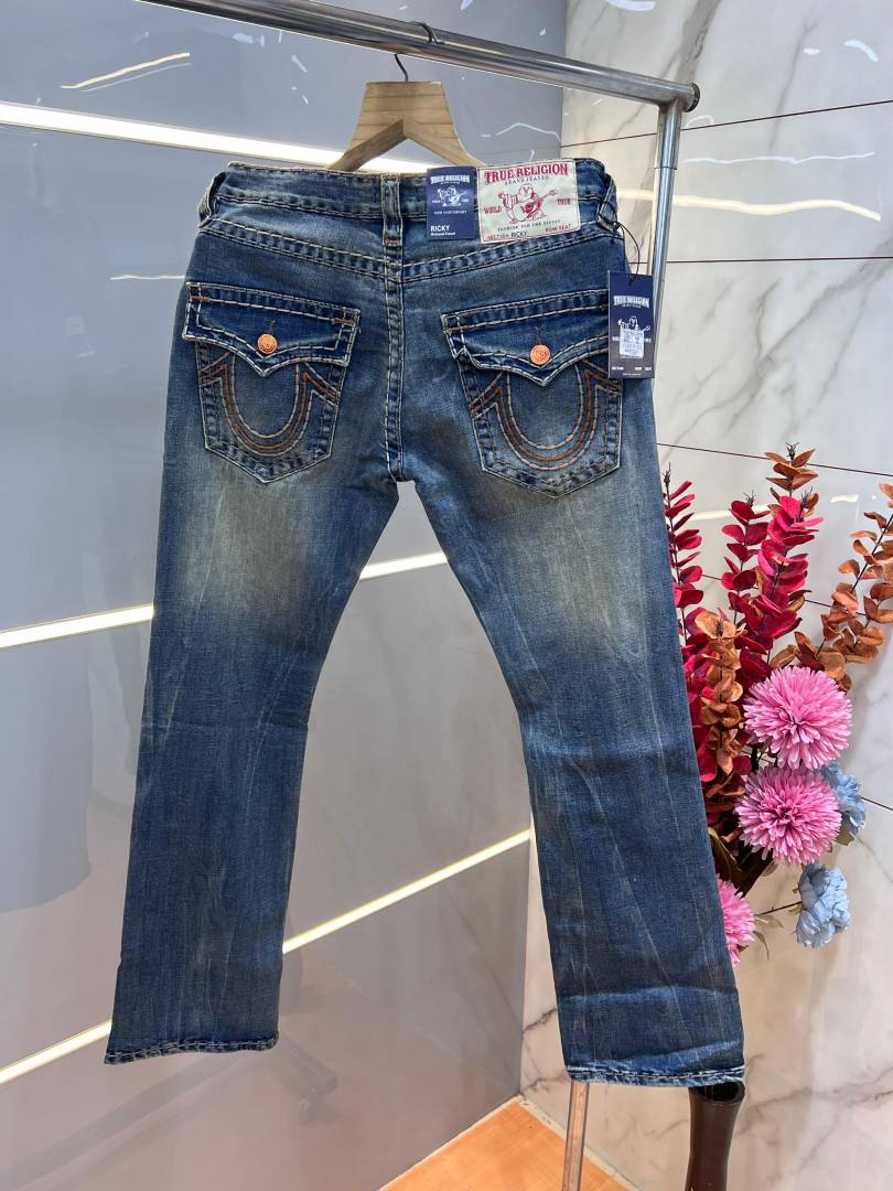 True Religio n Green Shade Premium Imported Stretchable Lycra Fabric Boot Cut Denim with Back Flap pocket Design 3396