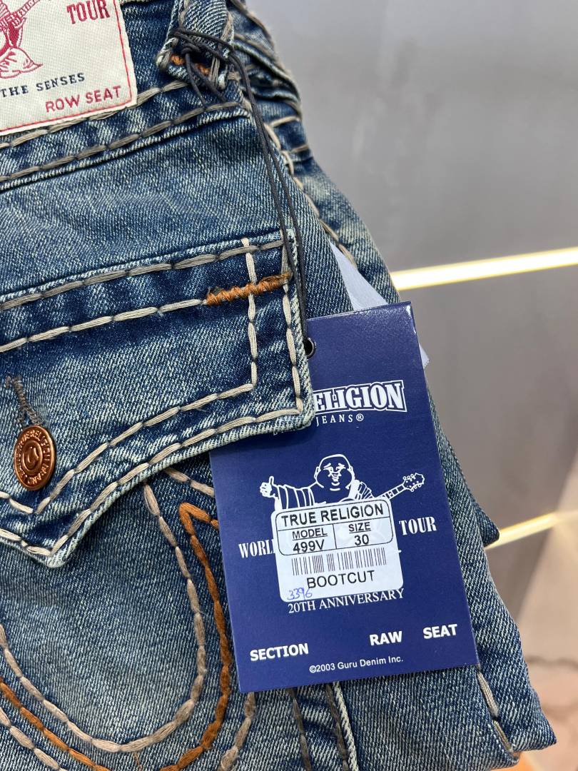 True Religio n Green Shade Premium Imported Stretchable Lycra Fabric Boot Cut Denim with Back Flap pocket Design 3396