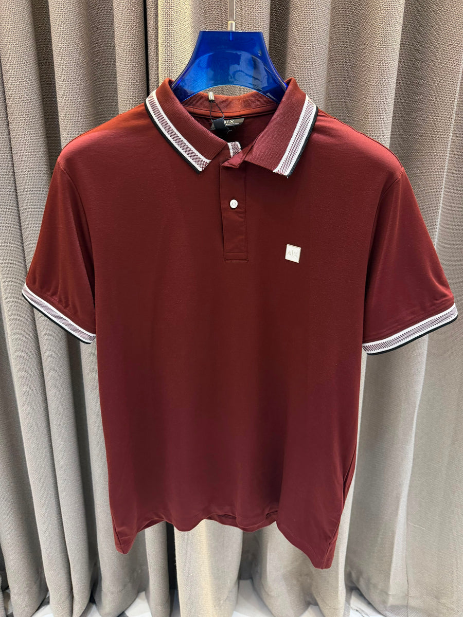 AX Chest Logo Polo T-shirt Maroon