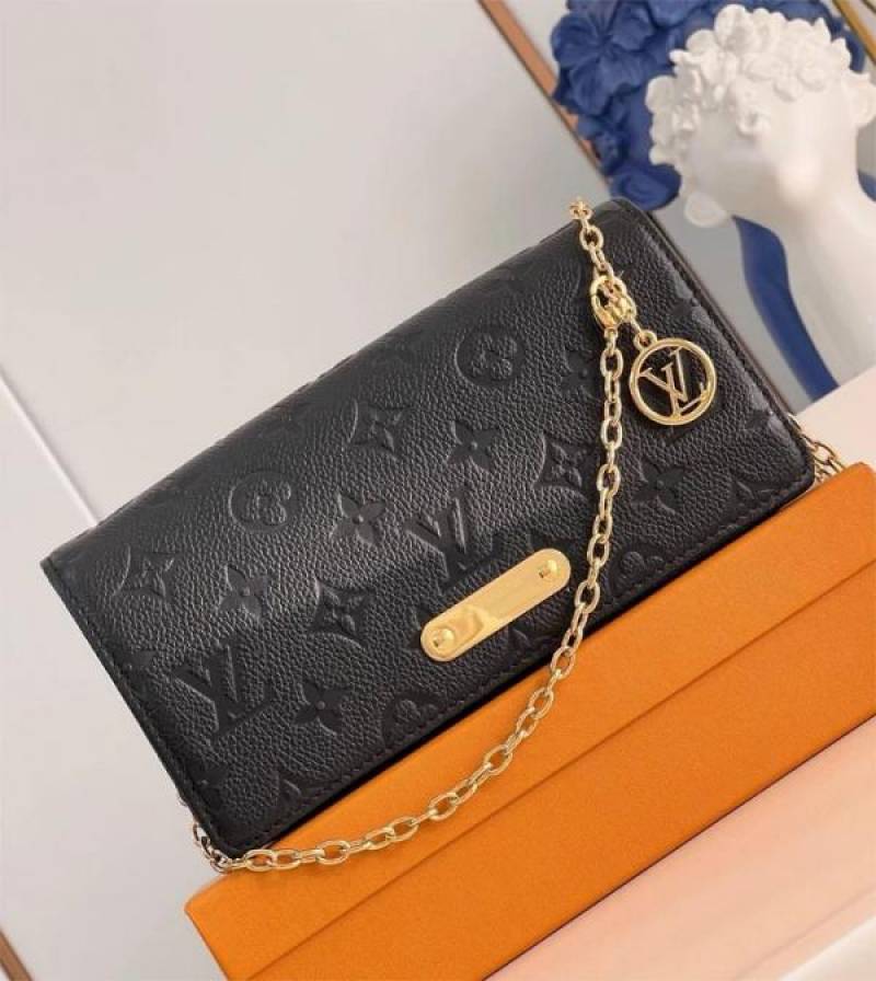 Loius1180 Vuitton LV Lily Chain Monogram Premium Handbag With OG Box & Dust Bag (Black - 1180)