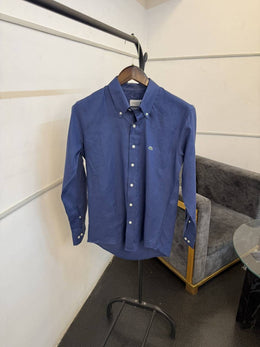 Lacoste denim blue pure linen fabric imported shirt