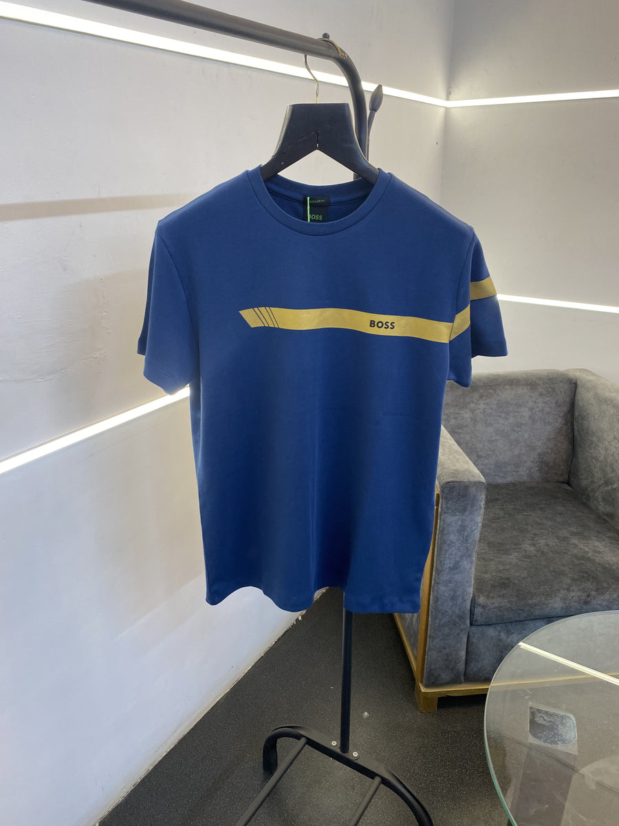 Hugo bos imported round neck tshirt blue sale