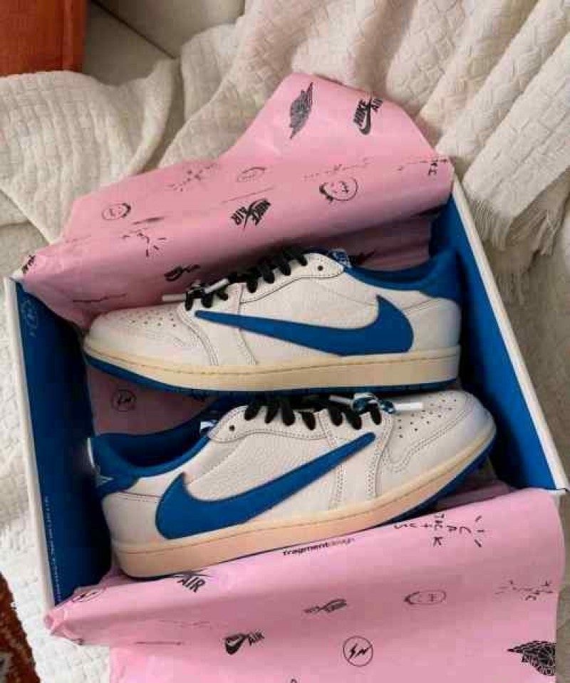Nike Air Jordan Retro 1 X Travis Scott Fragment Heat Of White Semi Ua Quality With Og Box