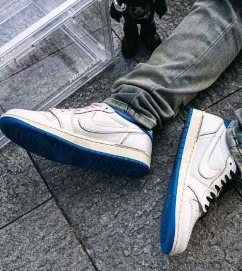 Nike Air Jordan Retro 1 X Travis Scott Fragment Heat Of White Semi Ua Quality With Og Box