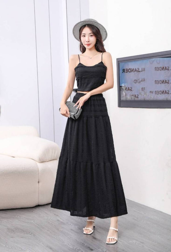Br Women Long Skirt & Top No Ribbon Black SB162-BK