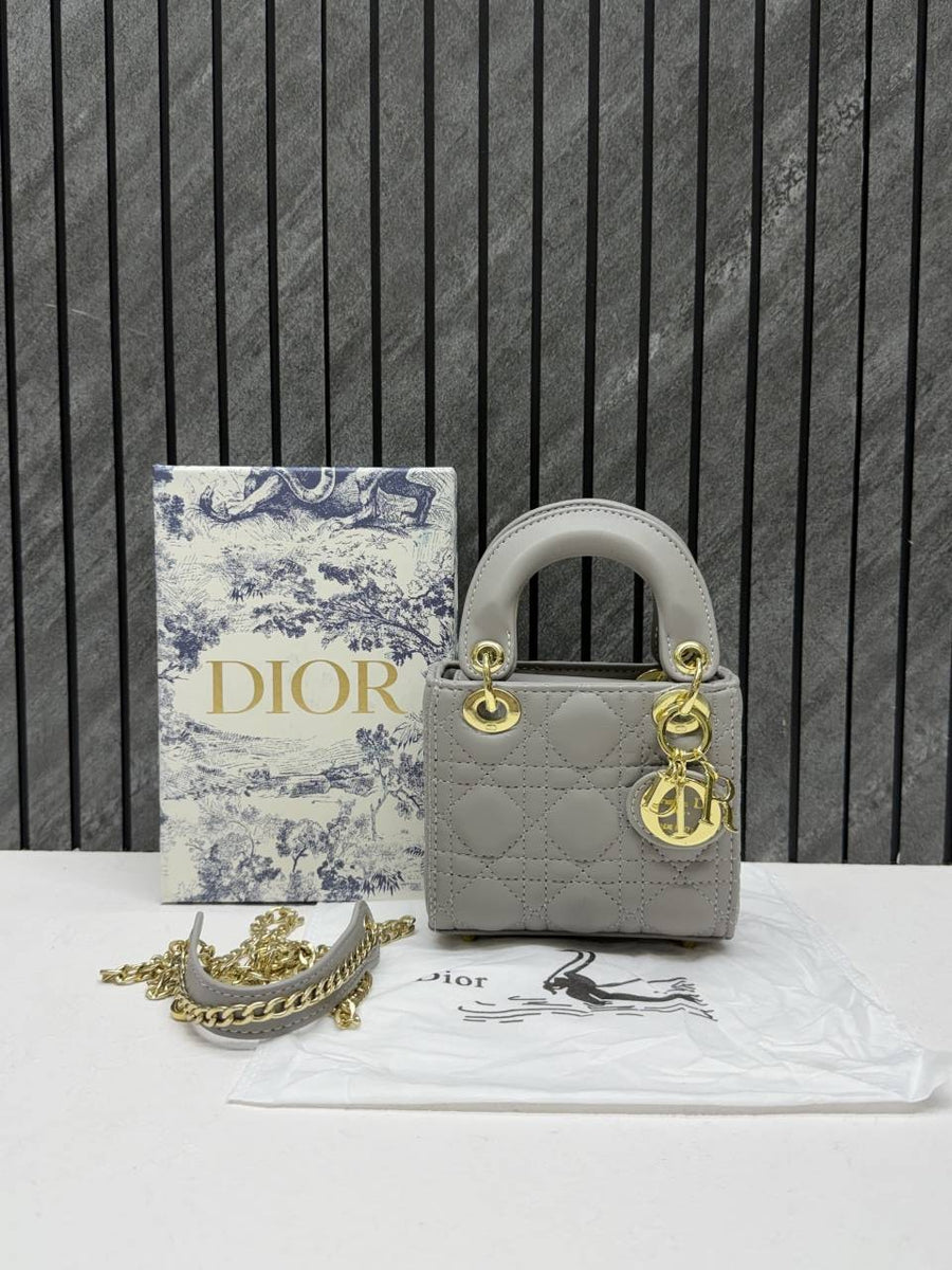 Dior 662 Lady Dioor Nano Gray With Original Box Packing