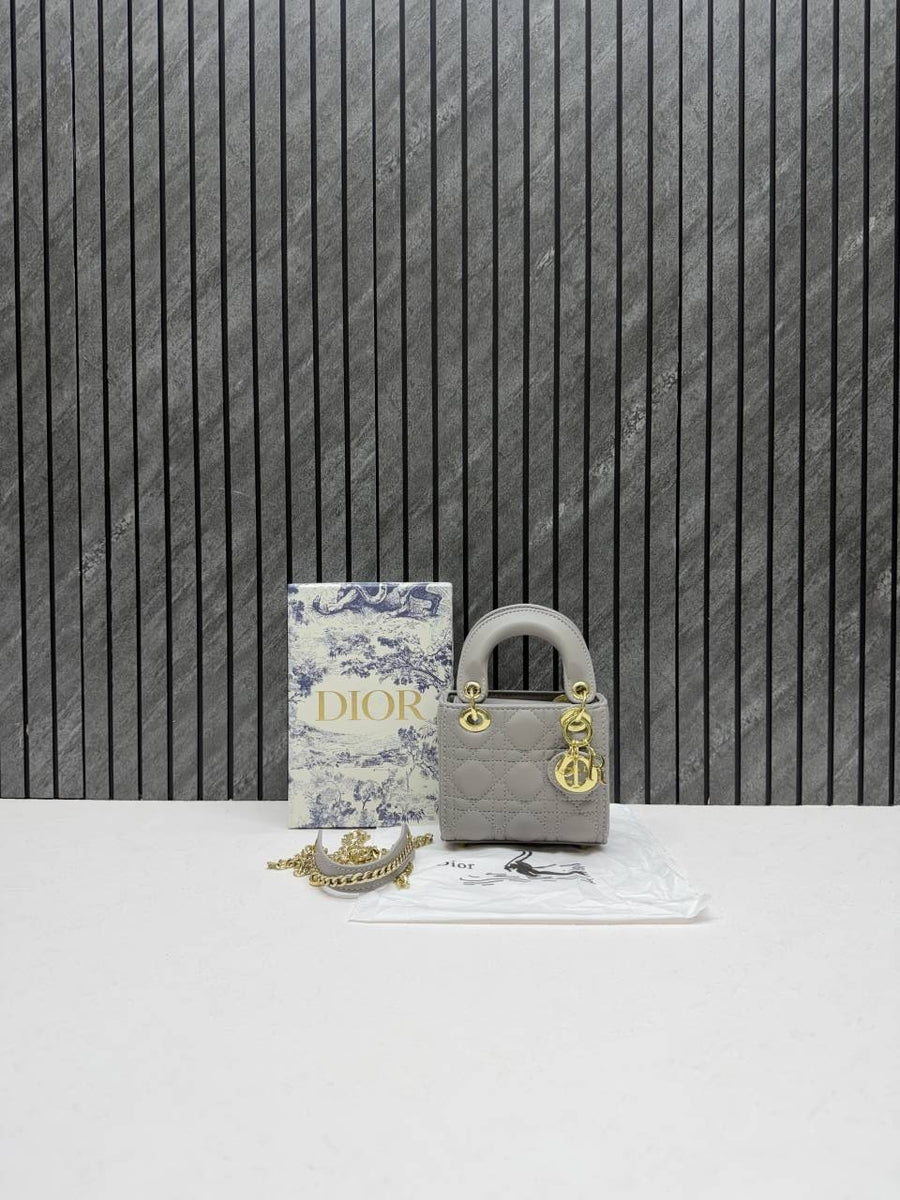 Dior 662 Lady Dioor Nano Gray With Original Box Packing