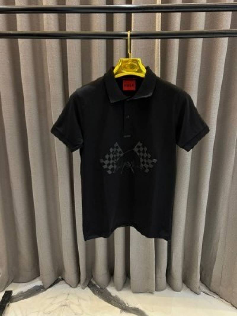 SALE Hugo Bos premium Polo Tshirt black with flag print